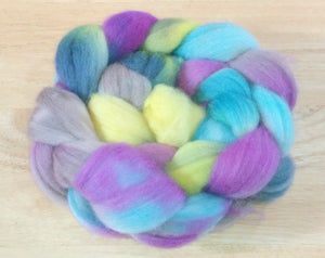Hand painted Merino Top (100grams) "Hare among the wild flowers"