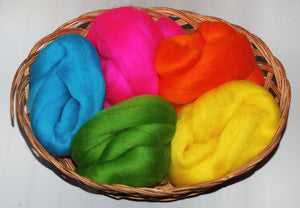 "Fluo" Dyed Merino Wool Top Kit (100Grams)
