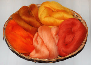 "Orange" Dyed Merino Wool Top Kit (100Grams)