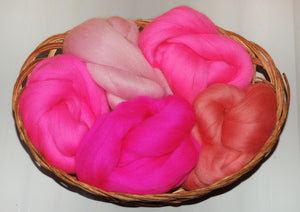 "Pink" Dyed Merino Wool Top Kit (100Grams)