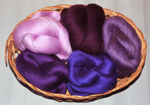 "Purple" Dyed Merino Wool Top Kit (100Grams)