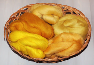 "Yellow" Dyed Merino Wool Top Kit (100Grams)